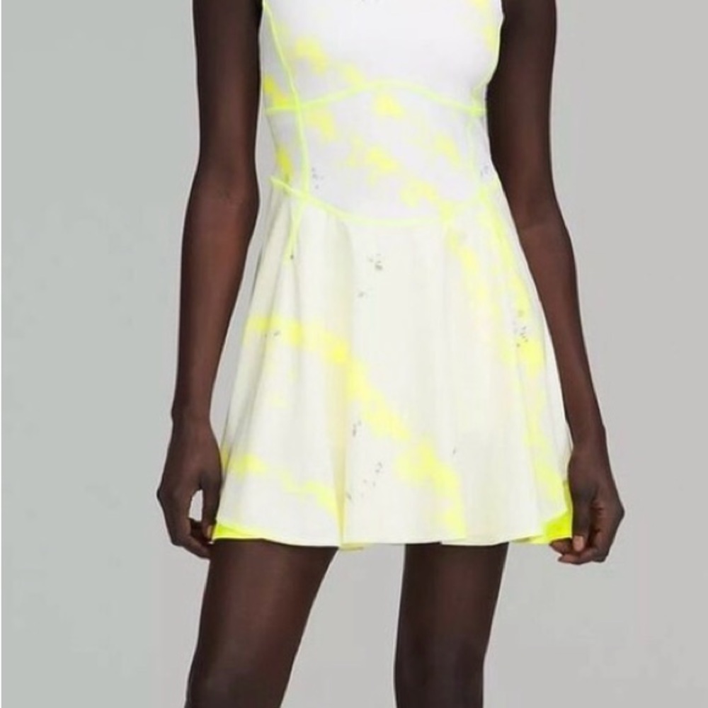 lululemon athletica White Mini Dress with Neon Yellow Accents